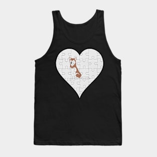 Husky Heart Jigsaw Pieces Design - Gift for Husky Brown White Lovers Tank Top